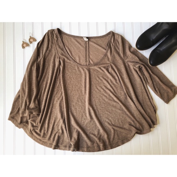 Free People 3/4 Sleeve Draped Top - Picture 1 of 5